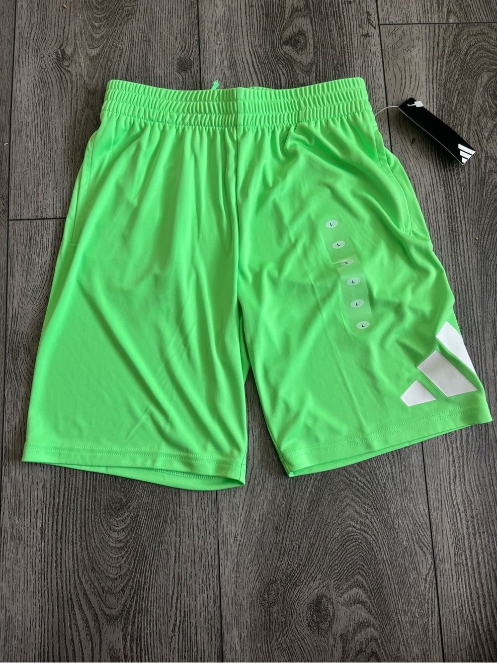Adidas boys Neon Green Athletic Shorts